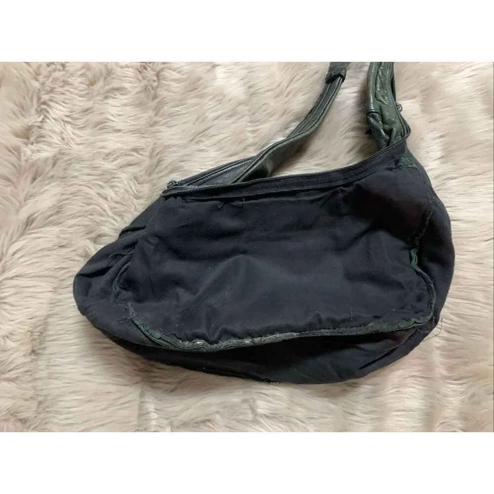 Dark green leather hobo shoulder bag purse - Picture 12 of 15
